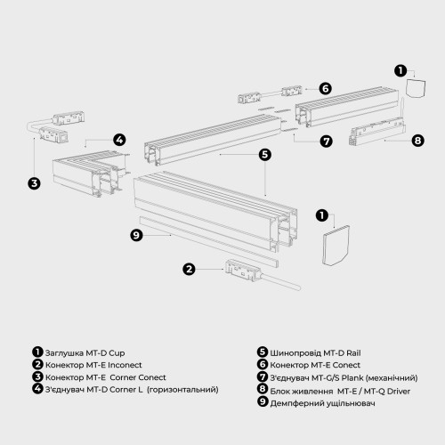 Шинопровід магнітний  RAYFOR MT-D Rail чорний для натяжних стель 2м