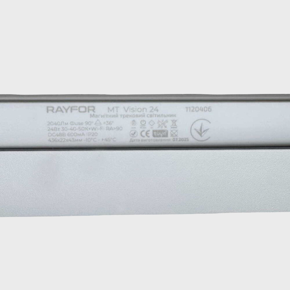 Трековий світильник RAYFOR  MT Vision 24 білий 24W 2040Lm 30-40-50К 48V WiFi