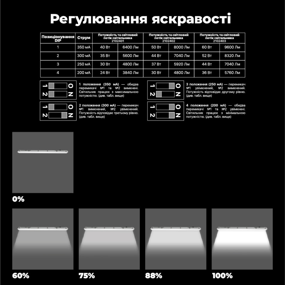 Вологозахищений лінійний світильник RAYFOR WL01 1200мм 40W 6400Lm 3CCT IP66 Philips 3р
